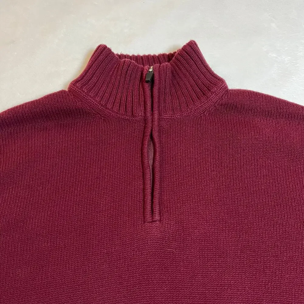 Eddie Bauer Men's Quarter Zip Pullover Cotton Knit Sweater Size Medium Academia